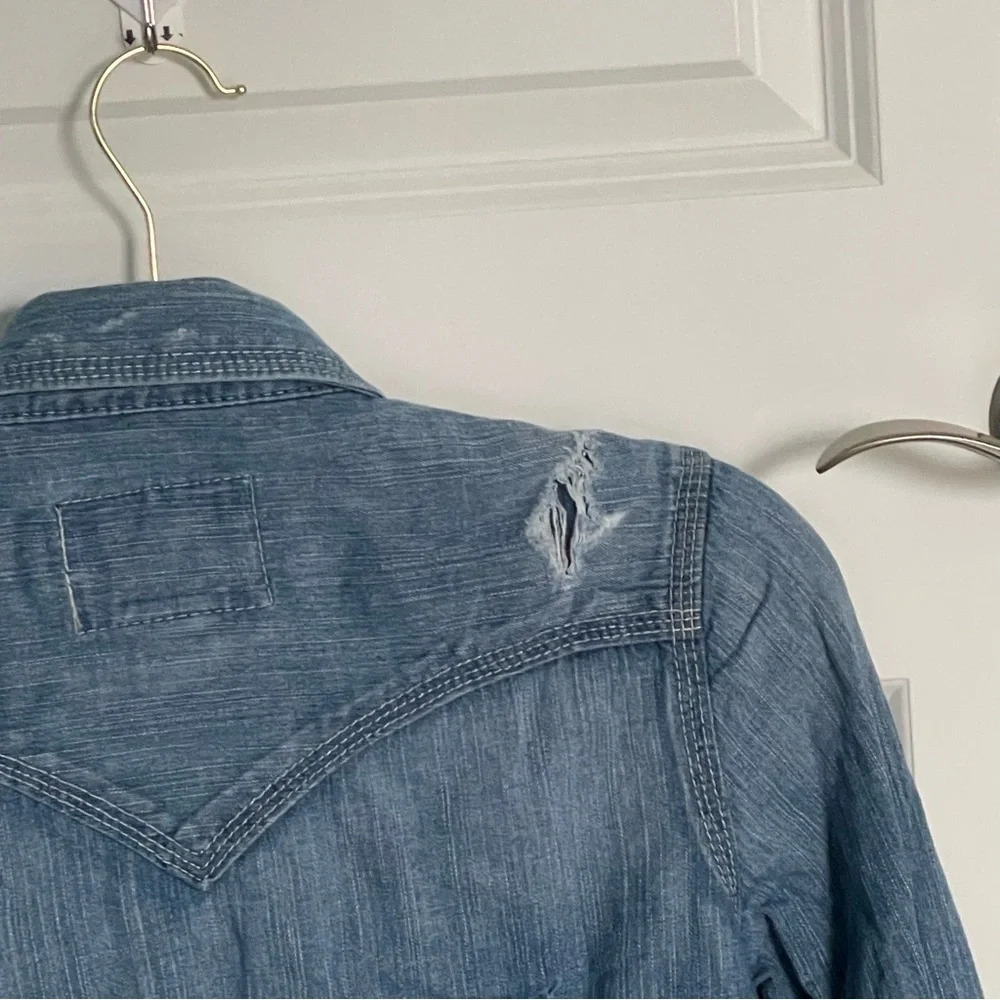 True Religion Rocky western denim chambray shirt Dress 29120 - Picture 9 of 14
